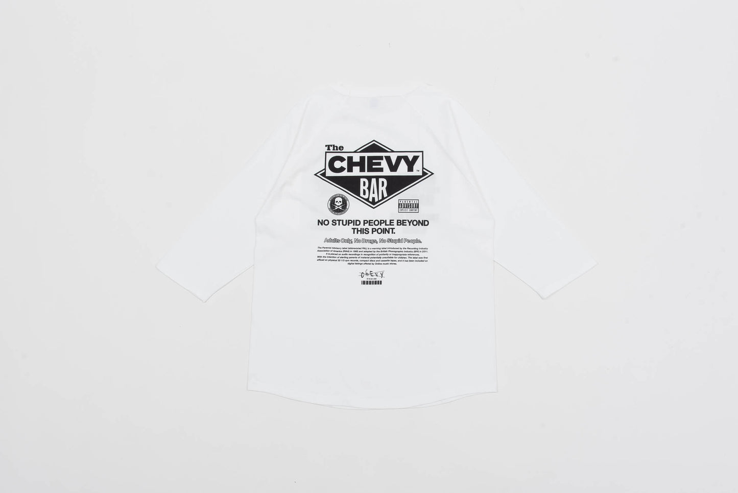 CHEVY MONEY ロゴ 5.6オンス 3/4スリーブTシャツ ホワイト／ブラック ロゴ