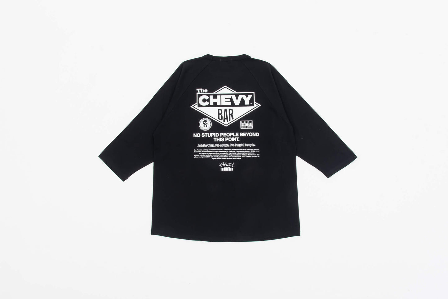 CHEVY MONEY ロゴ 5.6オンス 3/4スリーブTシャツ ブラック／ホワイト ロゴ