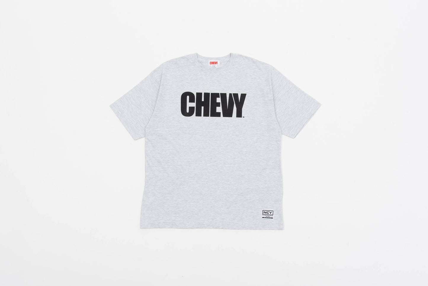 CHEVY フロント ロゴ 5.6オンス ビックシルエットTシャツ ビンテージ アッシュ／ブラック ロゴ