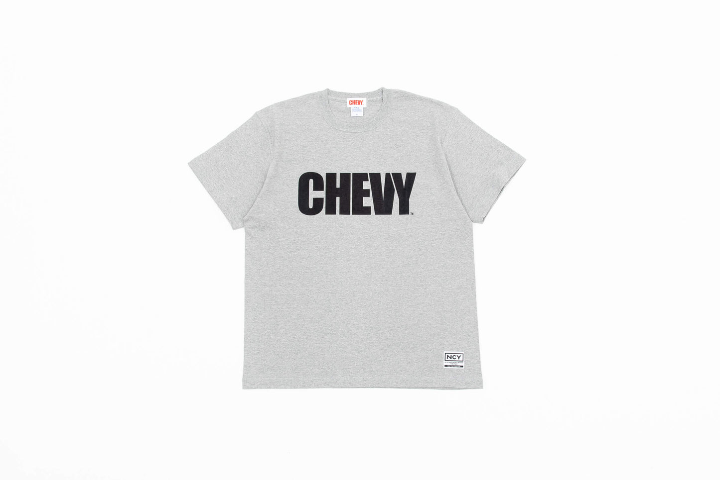 CHEVY フロント ロゴ HW7.1オンス Tシャツ グレー／ブラック ロゴ