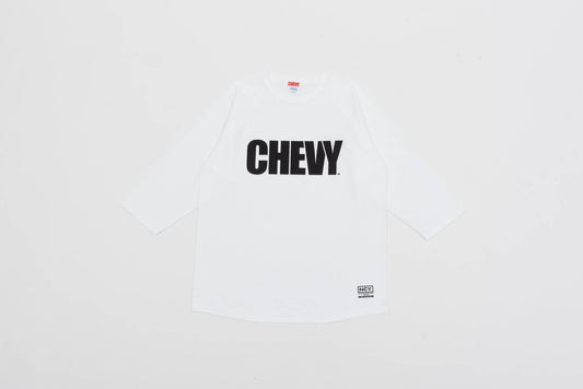 CHEVY フロント ロゴ 5.6オンス ラグラン 3/4スリーブTシャツ ホワイト